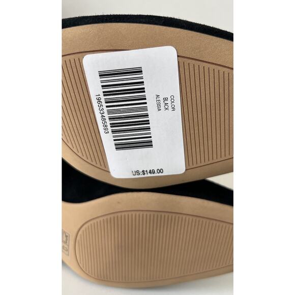 Chico's Black Alessia Suede Faux Pearl Trim Pumps Block Heels Size 9 M - Picture 6 of 8